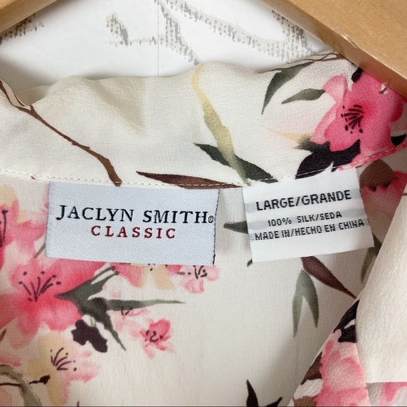 VINTAGE 100% Silk Floral Button-Front Blouse Boxy - Picture 7 of 9